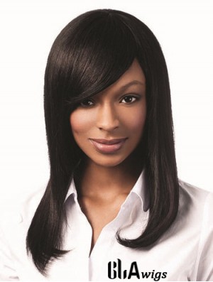 Long Black Yaki With Bangs Hairstyles African American Wigs