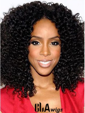 Designed 16 inch Shoulder Length Kinky Wigs For Black Women