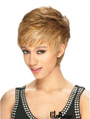 Designed Cropped Straight 8 inch Synthetic Glueless Lace Front Wigs