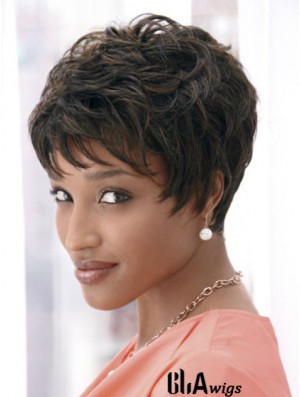 4 inch Cropped Boycuts Synthetic Capless Black Styles For African Americans