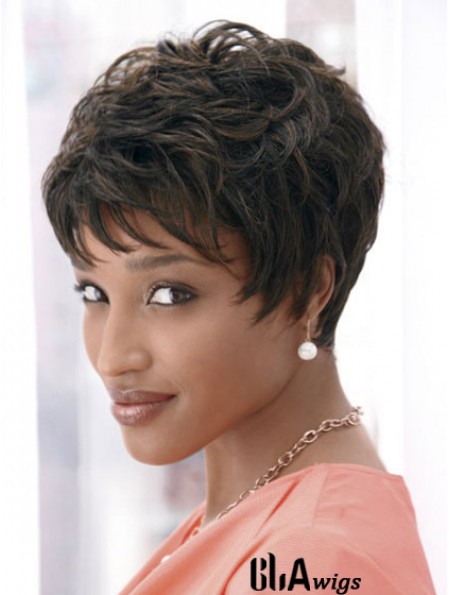 4 inch Cropped Boycuts Synthetic Capless Black Styles For African Americans