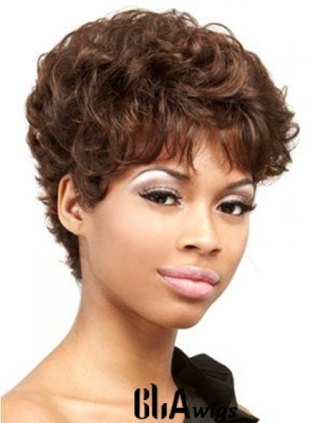 Cropped Auburn Curly Boycuts Convenient African American Wigs