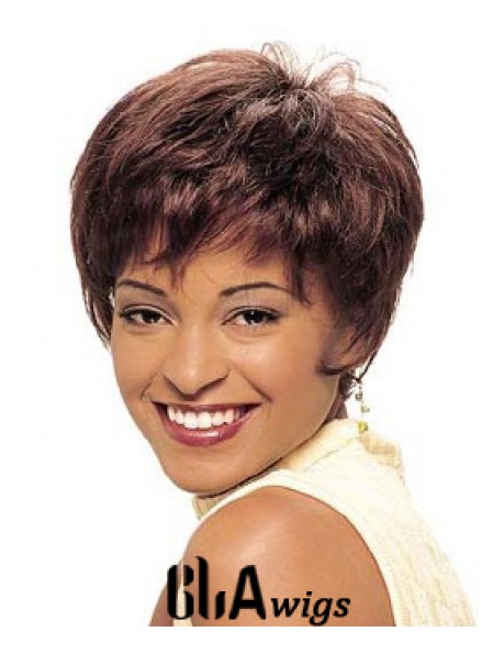 Cropped Auburn Straight Boycuts Beautiful African American Wigs