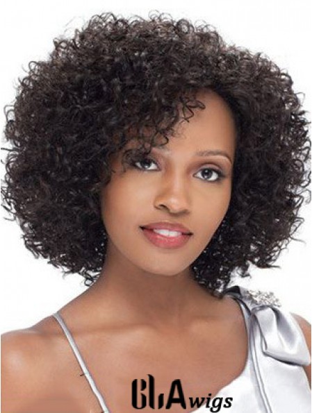 Brazilian Human Hair Short Lace Front Black Kinky Curly Wigs For Black Women