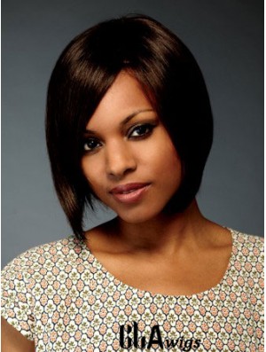 Chin Length Brown Straight Bobs Flexibility African American Wigs