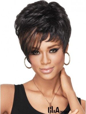 Cropped Black Wavy Boycuts High Quality African American Wigs