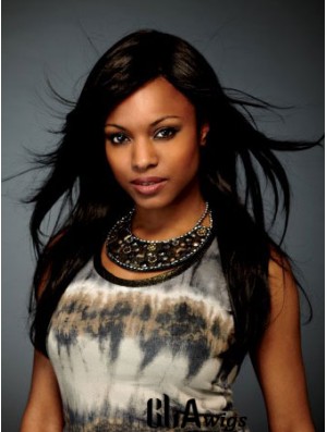 Trendy Long Straight 18 inch Synthetic Glueless Lace Front Wigs