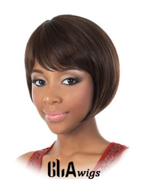 Chin Length Brown Straight Bobs Fashion African American Wigs