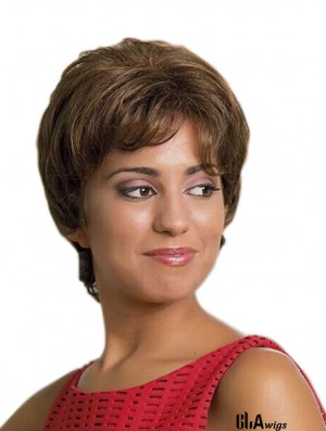 Remy Human Layerd Full Lace Short Wavy African American Human Hair Wigs