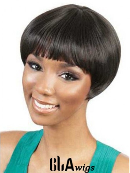 Short Black Straight Bobs Ideal African American Wigs