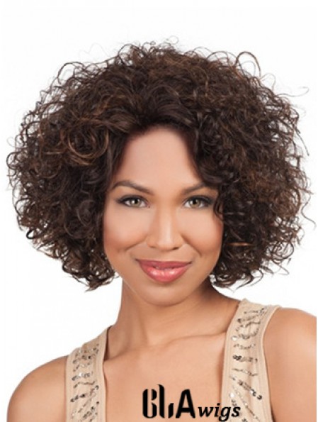 High Quality Chin Length Kinky 10 inch Synthetic Glueless Lace Front Wigs