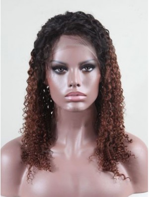 Shoulder Length Curly Without Bangs Full Lace 14 inch Comfortable Black Women Wigs