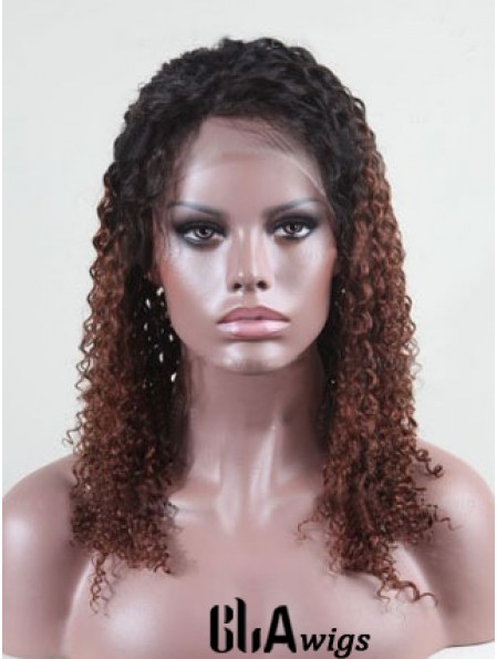 Shoulder Length Curly Without Bangs Full Lace 14 inch Comfortable Black Women Wigs