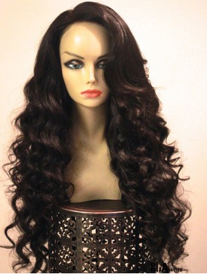 Long Brown Wavy Without Bangs Sassy African American Wigs