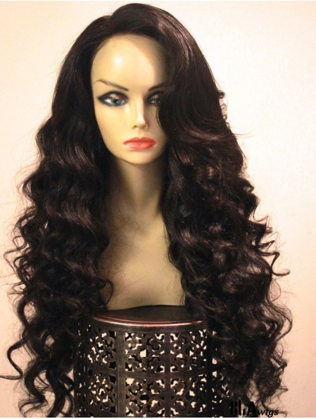 Long Brown Wavy Without Bangs Sassy African American Wigs