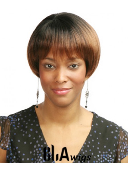 Short Auburn Straight With Bangs Affordable African American Wigs
