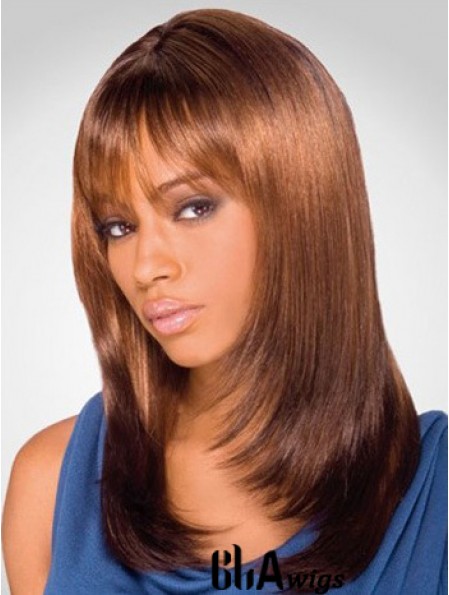 Online Shoulder Length Yaki 16 inch Synthetic Glueless Lace Front Wigs