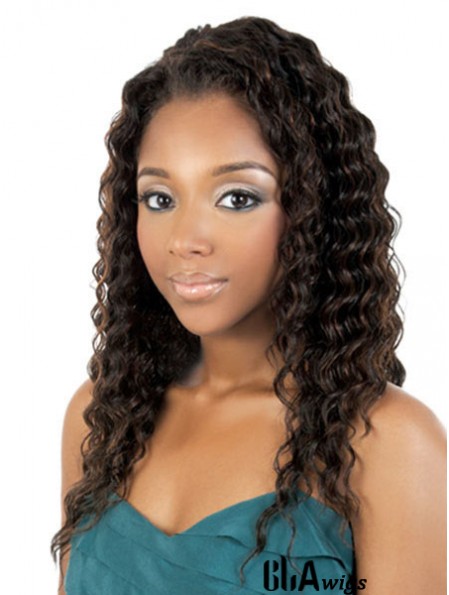 Long Brown Curly Without Bangs Best African American Wigs