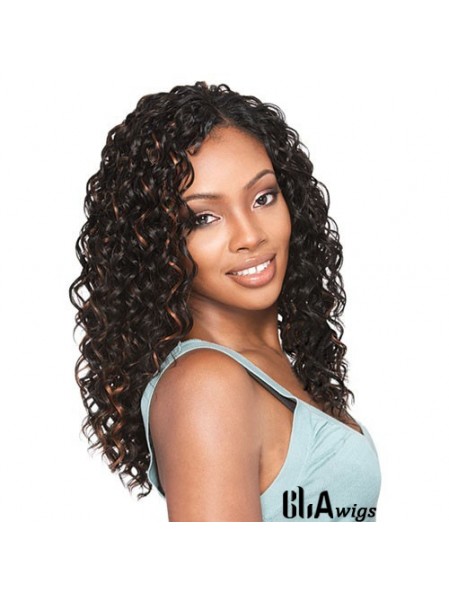 Long Brown Curly Without Bangs Exquisite African American Wigs