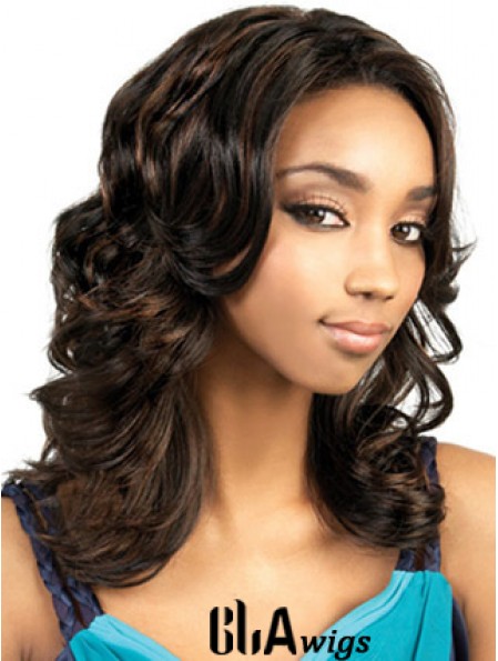Long Brown Wavy Without Bangs Gorgeous African American Wigs