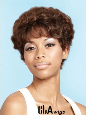 Short Brown Curly Layered Beautiful African American Wigs