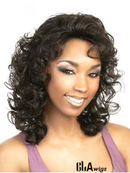 Curly Black Fashion Shoulder Length Classic Wigs