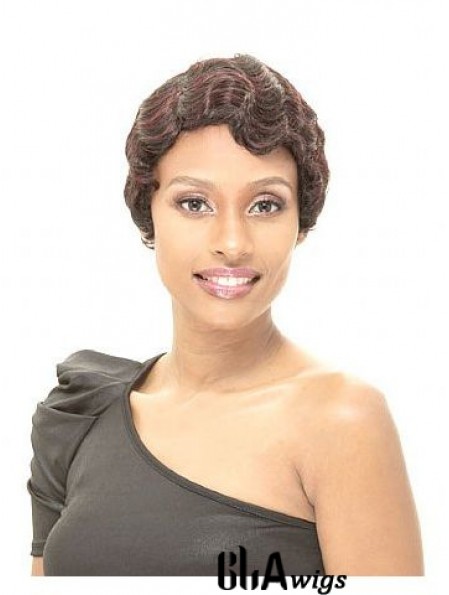 Short Brown Straight Layered Amazing African American Wigs