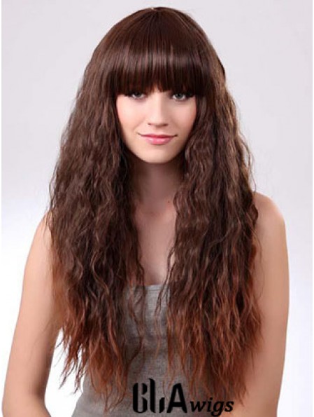 Long Ombre/2 Tone Curly With Bangs Suitable African American Wigs