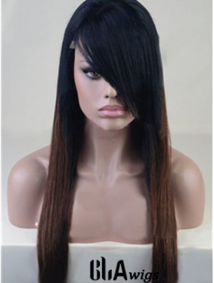 Long Straight With Bangs Full Lace 26 inch Stylish Black Women Wigs