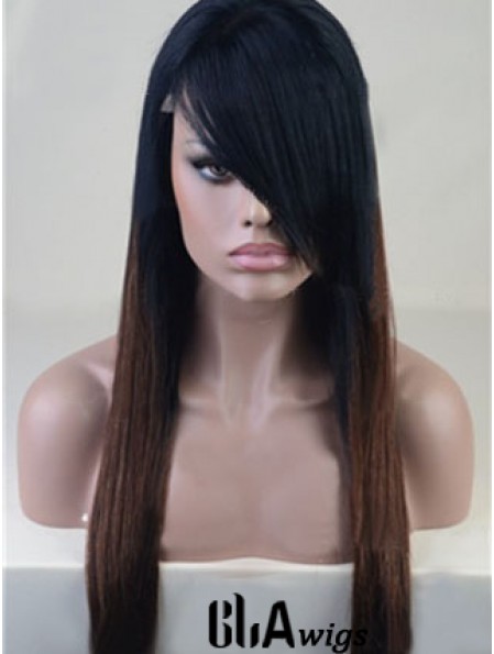 Long Straight With Bangs Full Lace 26 inch Stylish Black Women Wigs