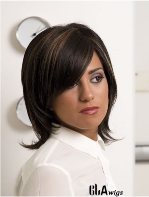 Shoulder Length Straight With Bangs Incredible Brown Lace Front Wigs