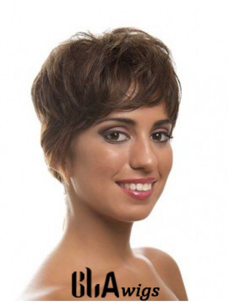 Short Brown Layered Wavy Style Full Lace Wigs