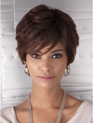 Cropped Auburn Wavy Layered Cheapest African American Wigs