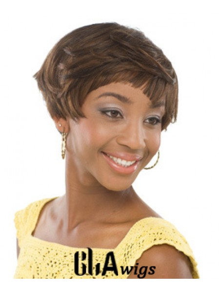 Short Brown Wavy Boycuts Incredible African American Wigs