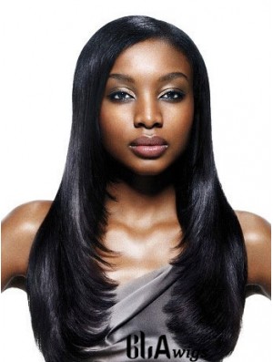 Long Black Yaki Without Bangs Best African American Wigs