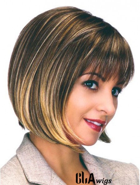 Capless Chin Length Straight Brown Flexibility Bob Wigs