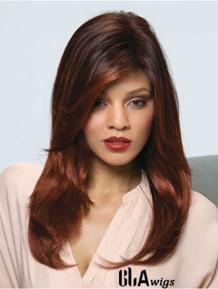 Long Auburn Straight With Bangs Modern African American Wigs