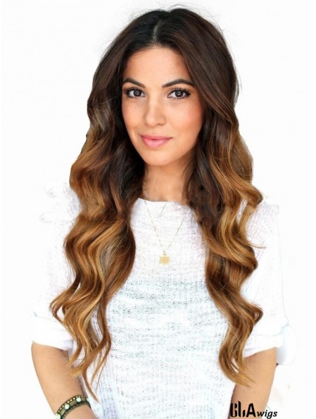 Long Ombre/2 Tone Wavy Without Bangs Beautiful African American Wigs