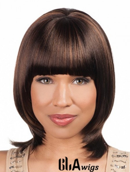 Sleek Chin Length Yaki 16 inch Synthetic Glueless Lace Front Wigs