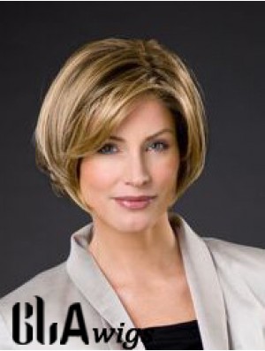 8 inch Straight Blonde Synthetic Chin Length 100% Hand-tied Bob Wigs