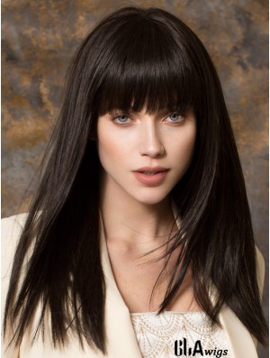 Best Synthetic Wigs With Bangs Monofilament Straight Style Black Color