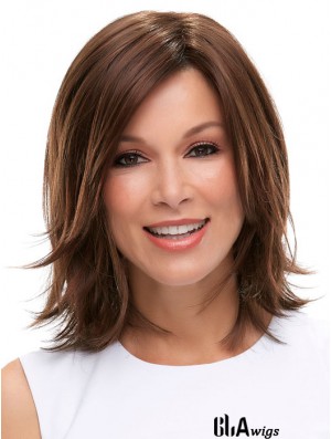 Brown Shoulder Length Straight Layered 12 inch Ideal Medium Wigs