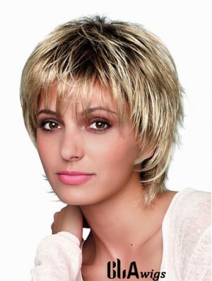 8 inch Short Designed Blonde Straight Bob Wigs