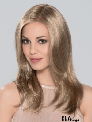 Without Bangs Monofilament 16 inch Straight Blonde Long Wigs