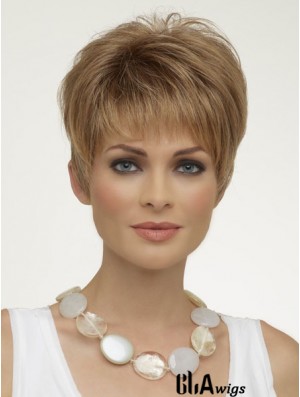 Natural Synthetic Wigs Boycuts Cropped Length Blonde Color Wigs