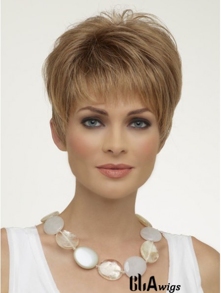 Natural Synthetic Wigs Boycuts Cropped Length Blonde Color Wigs