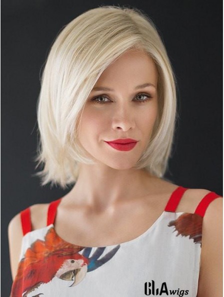 Monofilament White 12 inch Chin Length Layered Heat Resistant Wig