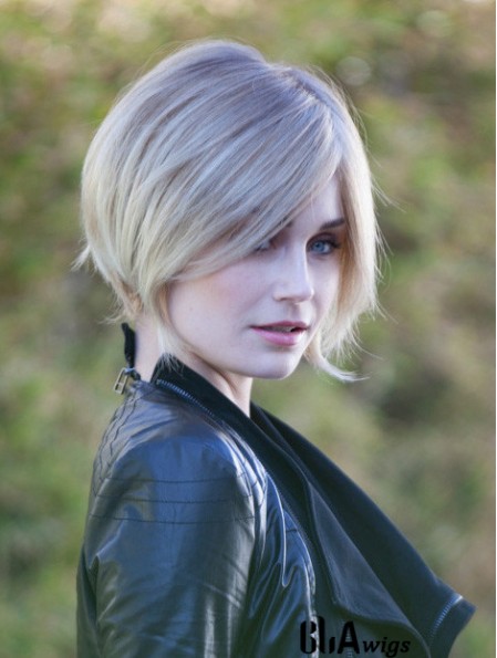 10 inch Chin Length Blonde Straight Fashion Bob Wigs