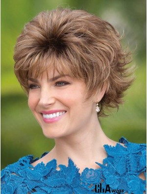 Layered Brown Wavy 5inch Short Synthetic Wigs For Women