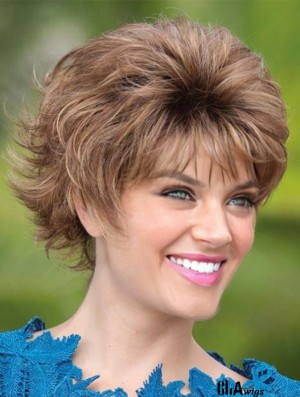 Layered Brown Wavy 5inch Short Synthetic Wigs For Women